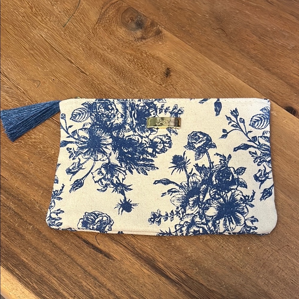 Floral Canvas Cosmetic Bag with Tassel